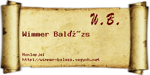 Wimmer Balázs névjegykártya